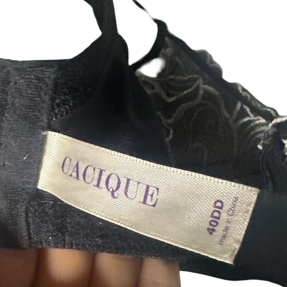 Cacique sheer sexy LANE BRYANT CACIQUE, 40DD-40E BLACK & WHITE UNLINED LACY BRA - Picture 4 of 4